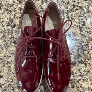 Eileen Fisher Red Flats with Glossy Finish